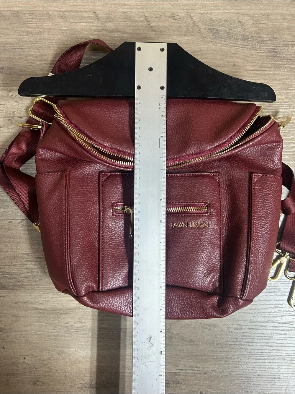 Fawn Design Pebbled Crossbody Backpack in Burgundy